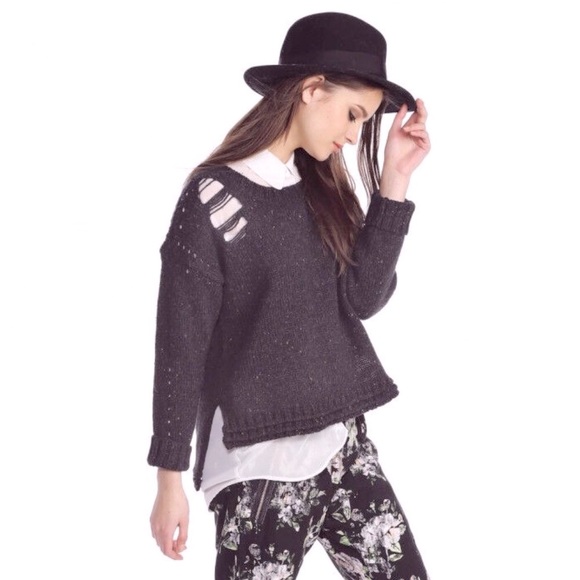 Wildfox After Party wool blend distressed sweater S - Picture 3 of 16